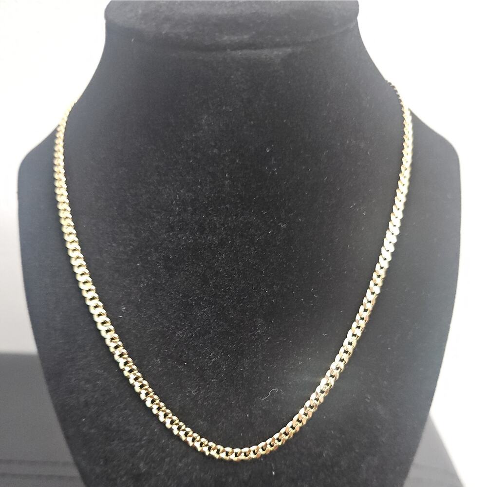18in. Gold-Plated on brass- 3.9mm diamond cut CUBAN Link Chain Necklace